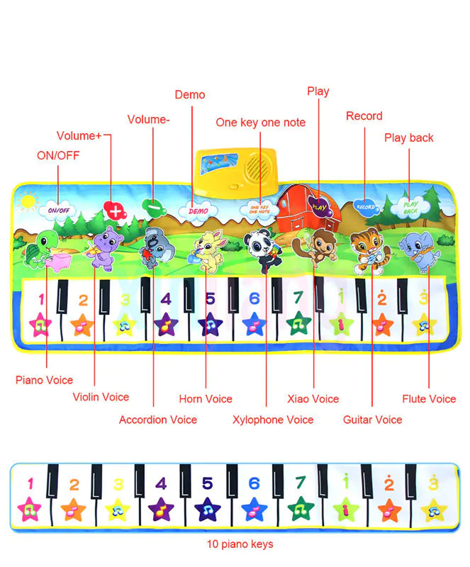 Multifunctional Music Piano Mat for Kids, Green Pi-Mart