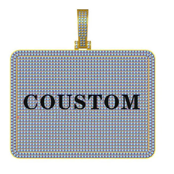 2024 3D Design Jewelry Copper 5A Zircon Bling Hip Hop Rapper Men Hip Hop Custom Letter Name Round Rectangle Pendant Lootquake LLC