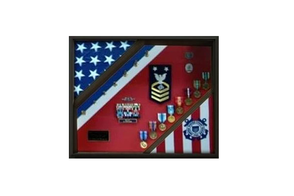 2 Flag Display Case, Coast Guard Gifts, USCG, Shadow Box, USCG Shadow Box, Coast Guard Cutter 3x5 The Military Gift Store