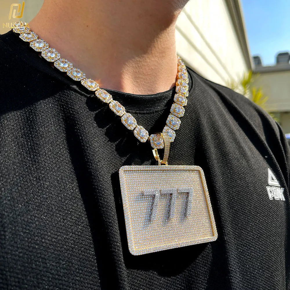 2024 3D Design Jewelry Copper 5A Zircon Bling Hip Hop Rapper Men Hip Hop Custom Letter Name Round Rectangle Pendant Lootquake LLC