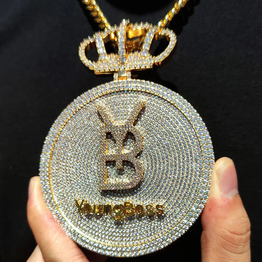 2024 3D Design Jewelry Copper 5A Zircon Bling Hip Hop Rapper Men Hip Hop Custom Letter Name Round Rectangle Pendant Lootquake LLC
