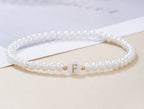 Dainty Faux Pearl Bead Initial Bracelet for Women Pi-Mart