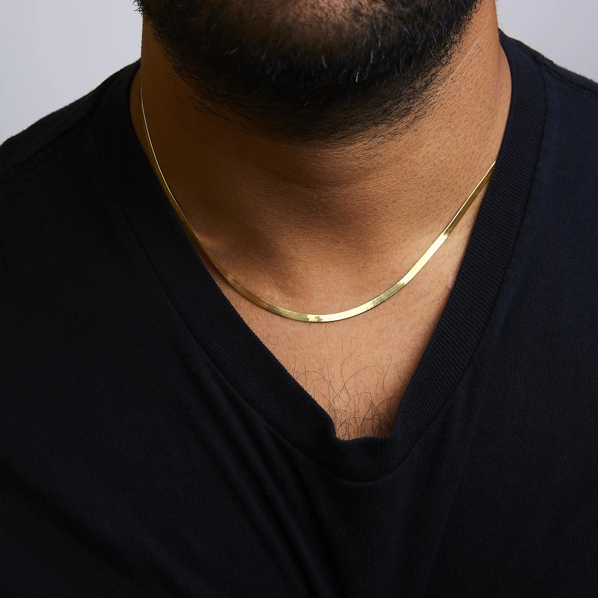 Unisex Solid 14K Gold 2.8mm Imperial Herringbone Chain Necklace Pi-Mart