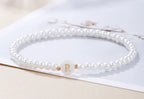 Dainty Faux Pearl Bead Initial Bracelet for Women Pi-Mart