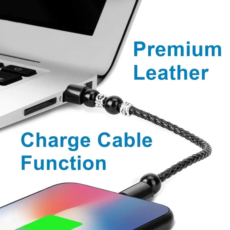 Leather Portable USB Type C and Micro Bracelet Phone Charger Pi-Mart