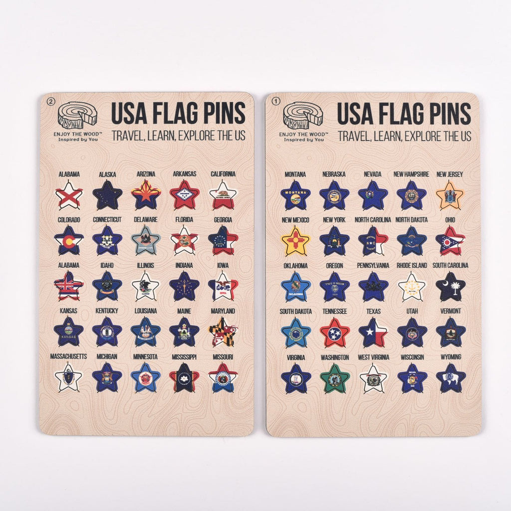 US Flag Sticky Pins Enjoy The Wood