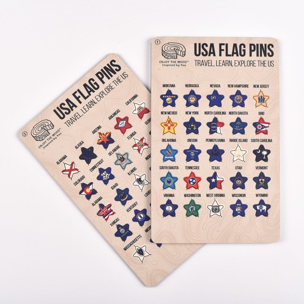 US Flag Sticky Pins Enjoy The Wood