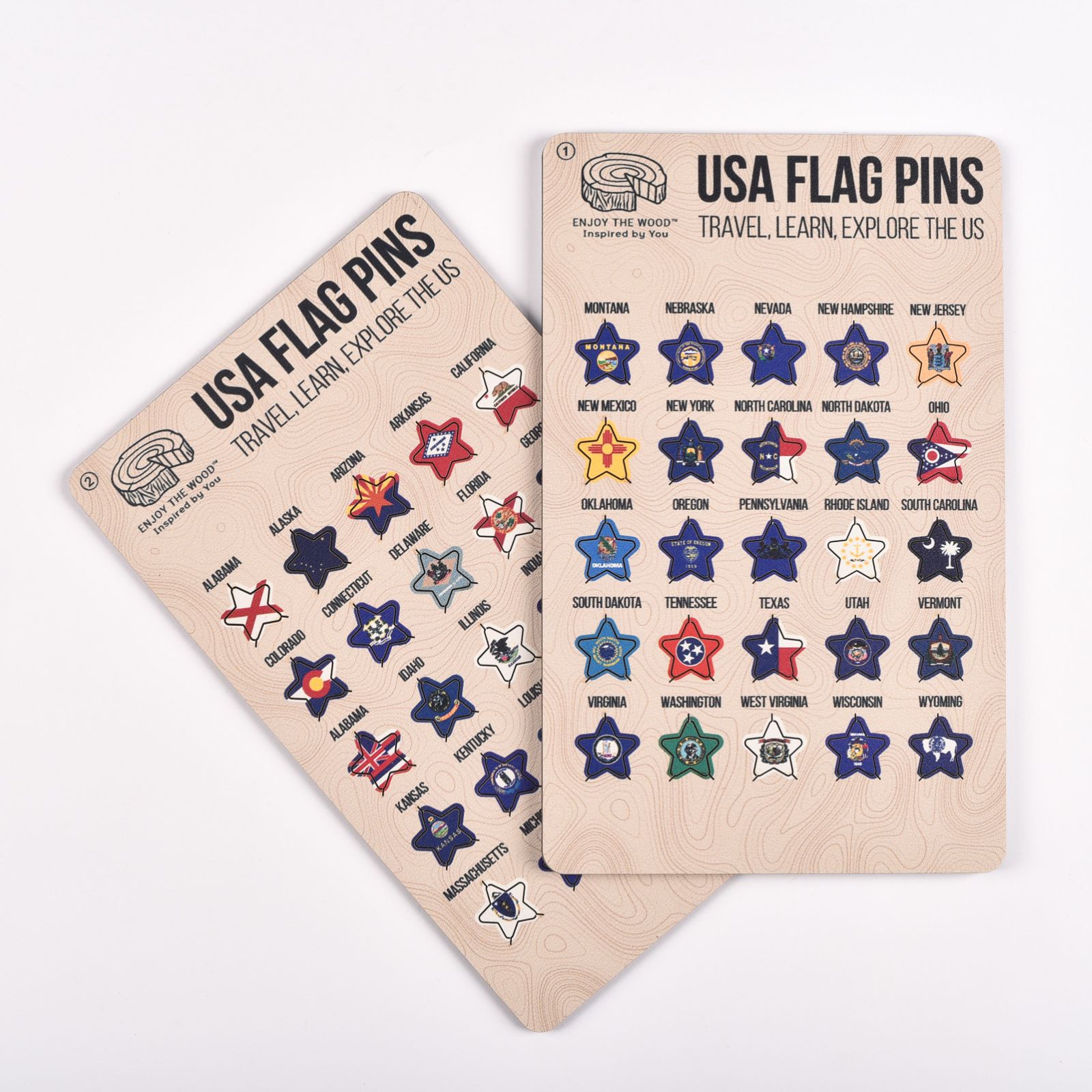 US Flag Sticky Pins Enjoy The Wood