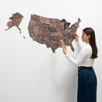 Wooden 3d Map of USA - Dark Walnut - SJB-DIAMOND ELITES