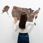 Wooden 3d Map of USA - Dark Walnut - SJB-DIAMOND ELITES