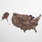Wooden 3d Map of USA - Dark Walnut - SJB-DIAMOND ELITES