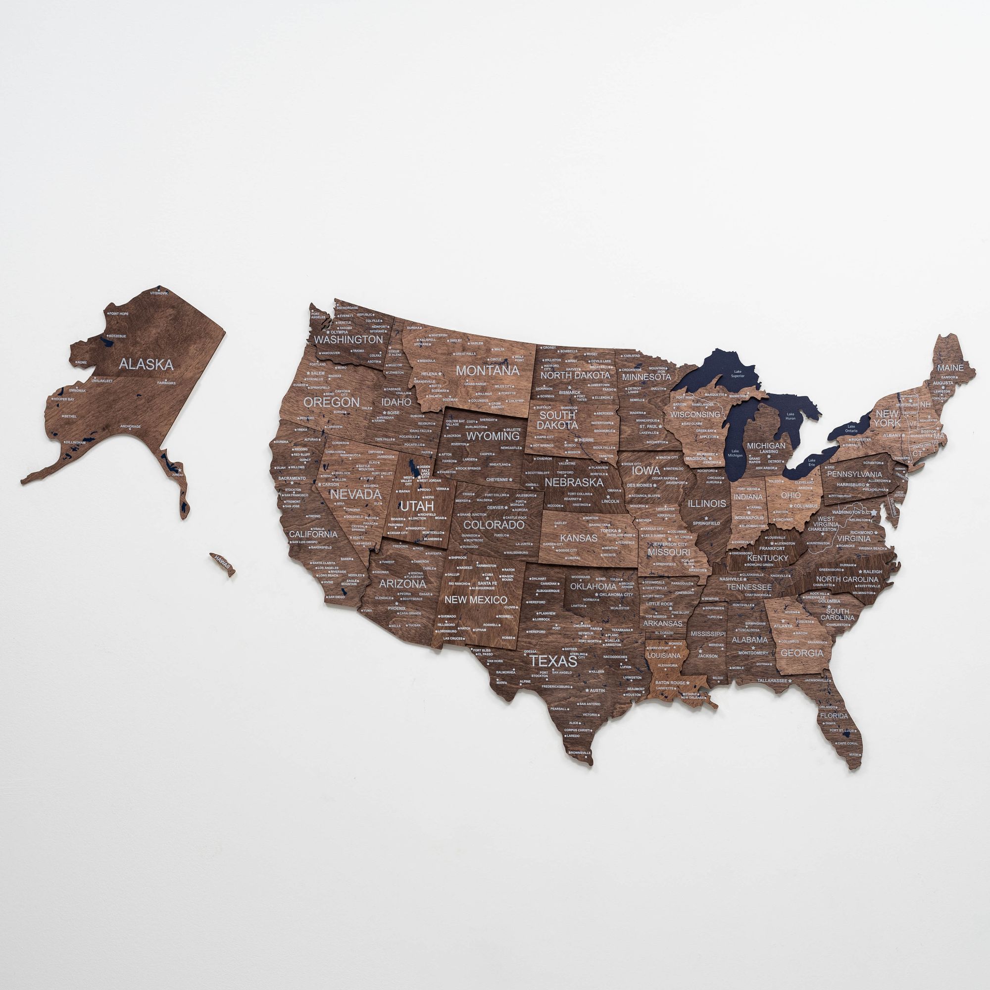 Wooden 3d Map of USA - Dark Walnut - SJB-DIAMOND ELITES