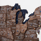 Wooden 3d Map of USA - Dark Walnut - SJB-DIAMOND ELITES