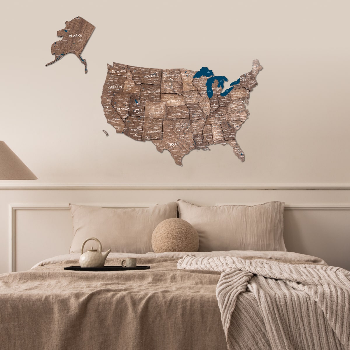 Wooden 3d Map of USA - Dark Walnut - SJB-DIAMOND ELITES