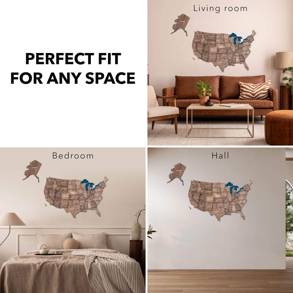 Wooden 3d Map of USA - Dark Walnut - SJB-DIAMOND ELITES