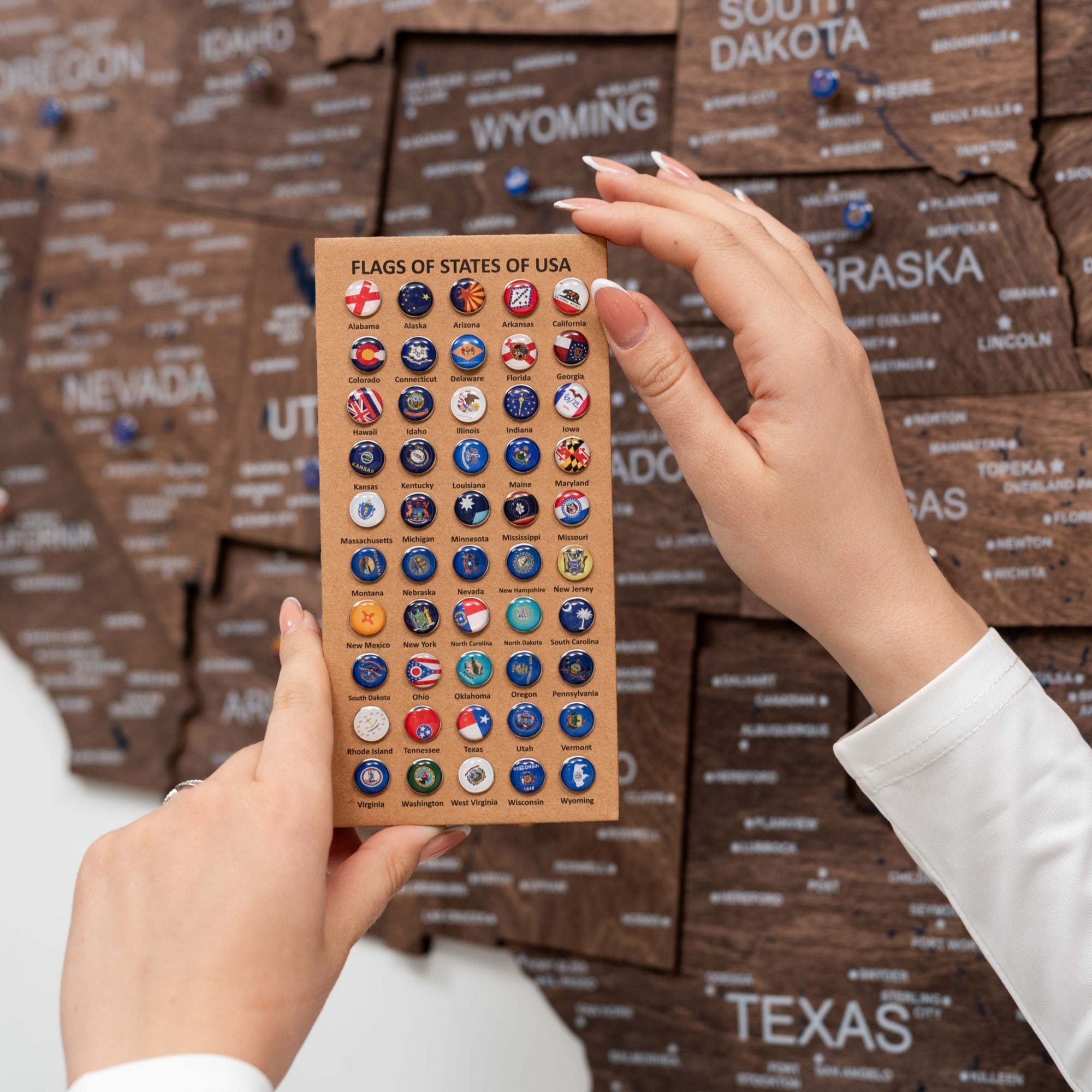Wooden 3d Map of USA - Dark Walnut - SJB-DIAMOND ELITES