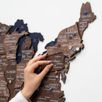 Wooden 3d Map of USA - Dark Walnut - SJB-DIAMOND ELITES