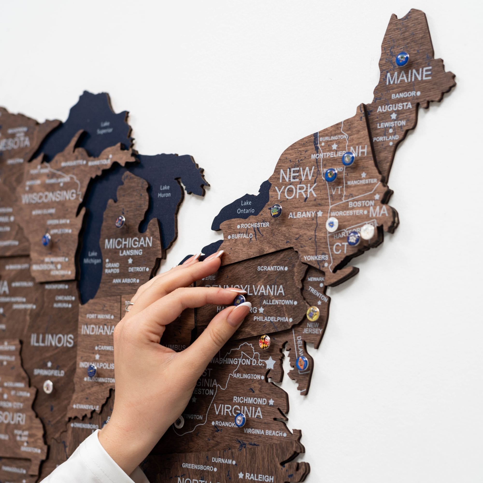 Wooden 3d Map of USA - Dark Walnut - SJB-DIAMOND ELITES