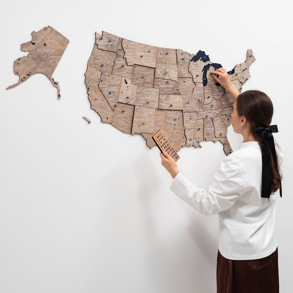 Wooden 3d Map of USA - Terra - SJB-DIAMOND ELITES
