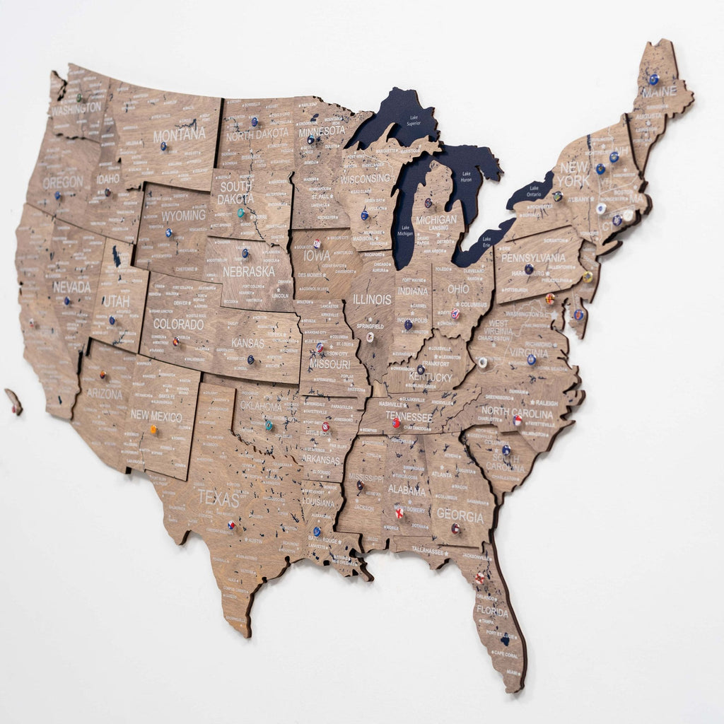 Wooden 3d Map of USA - Terra - SJB-DIAMOND ELITES