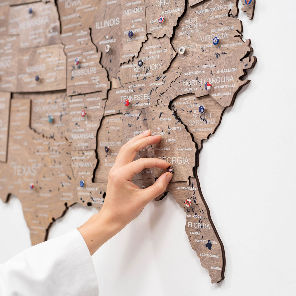 Wooden 3d Map of USA - Terra - SJB-DIAMOND ELITES