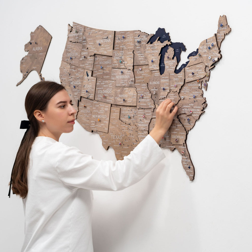 Wooden 3d Map of USA - Terra - SJB-DIAMOND ELITES