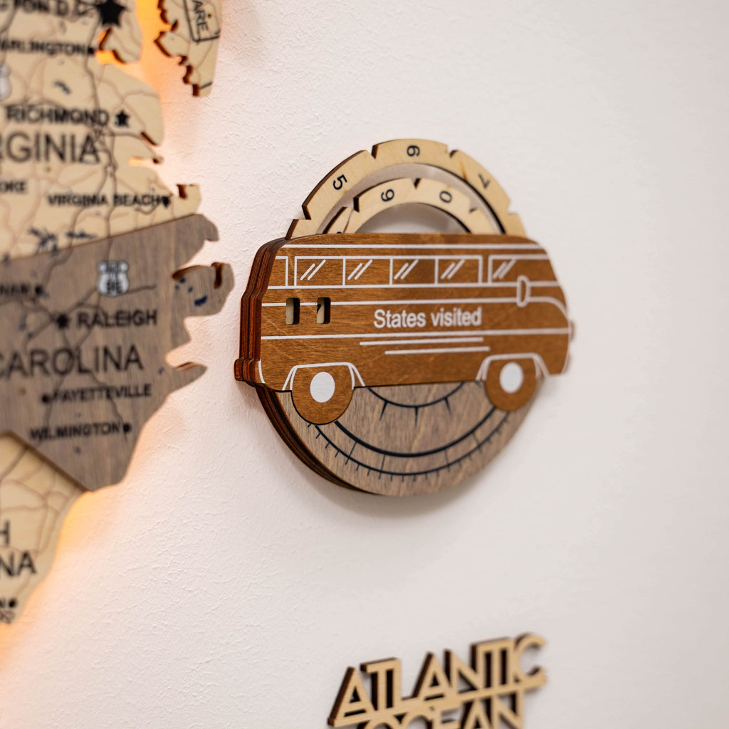 Travel Tracker 3D Wooden USA Map – Multicolor - SJB-DIAMOND ELITES