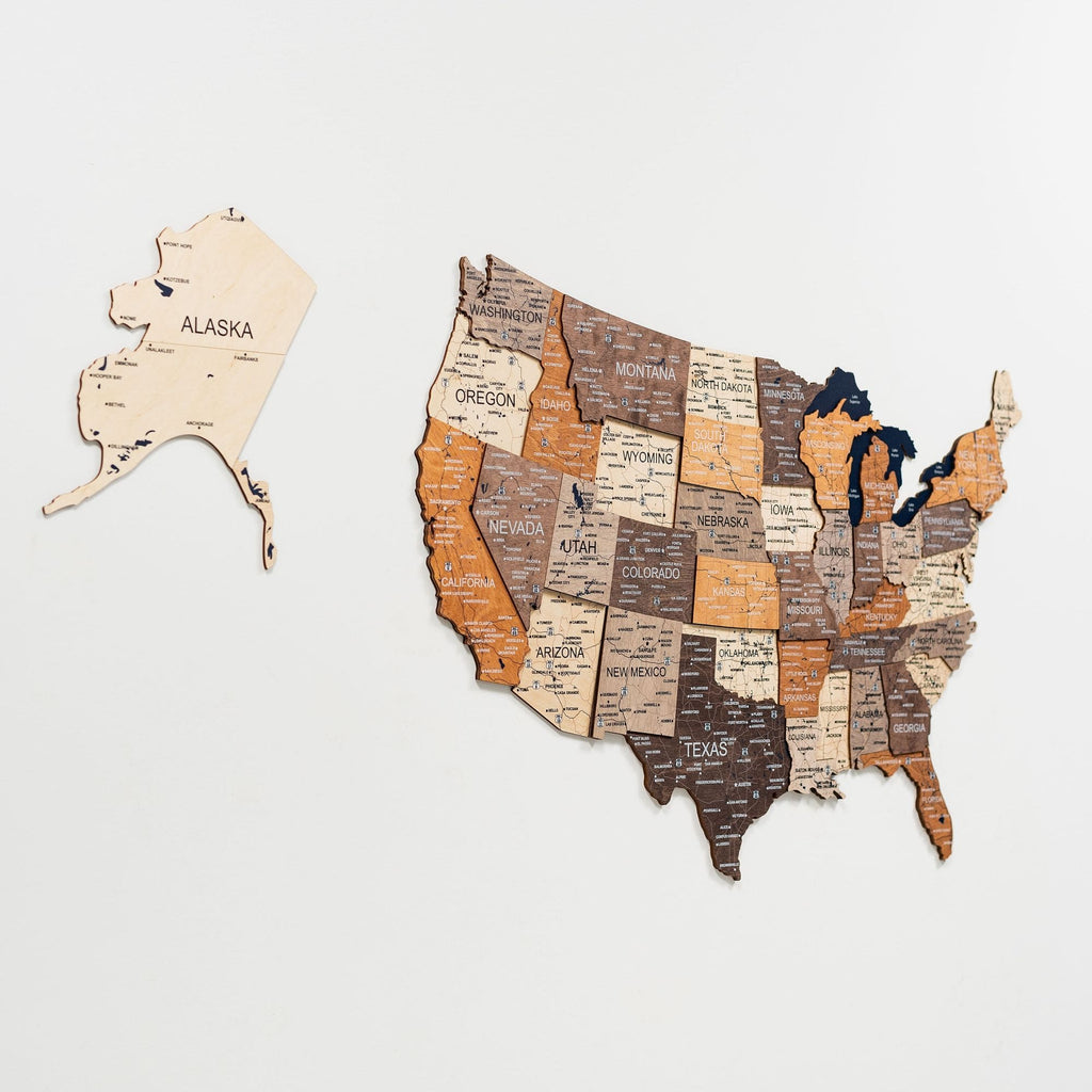 Wooden 3d Map of USA - Multicolor - SJB-DIAMOND ELITES