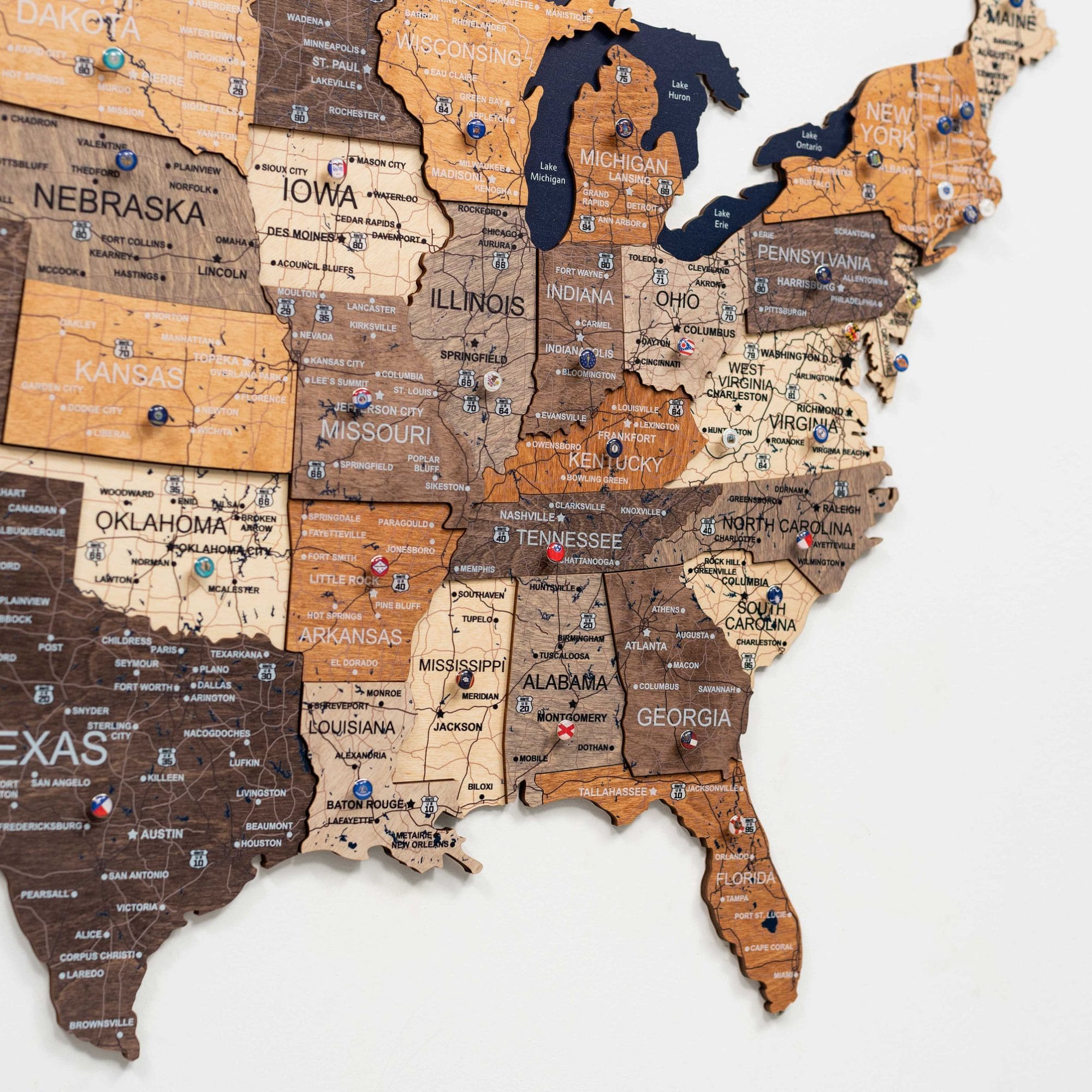Wooden 3d Map of USA - Multicolor - SJB-DIAMOND ELITES