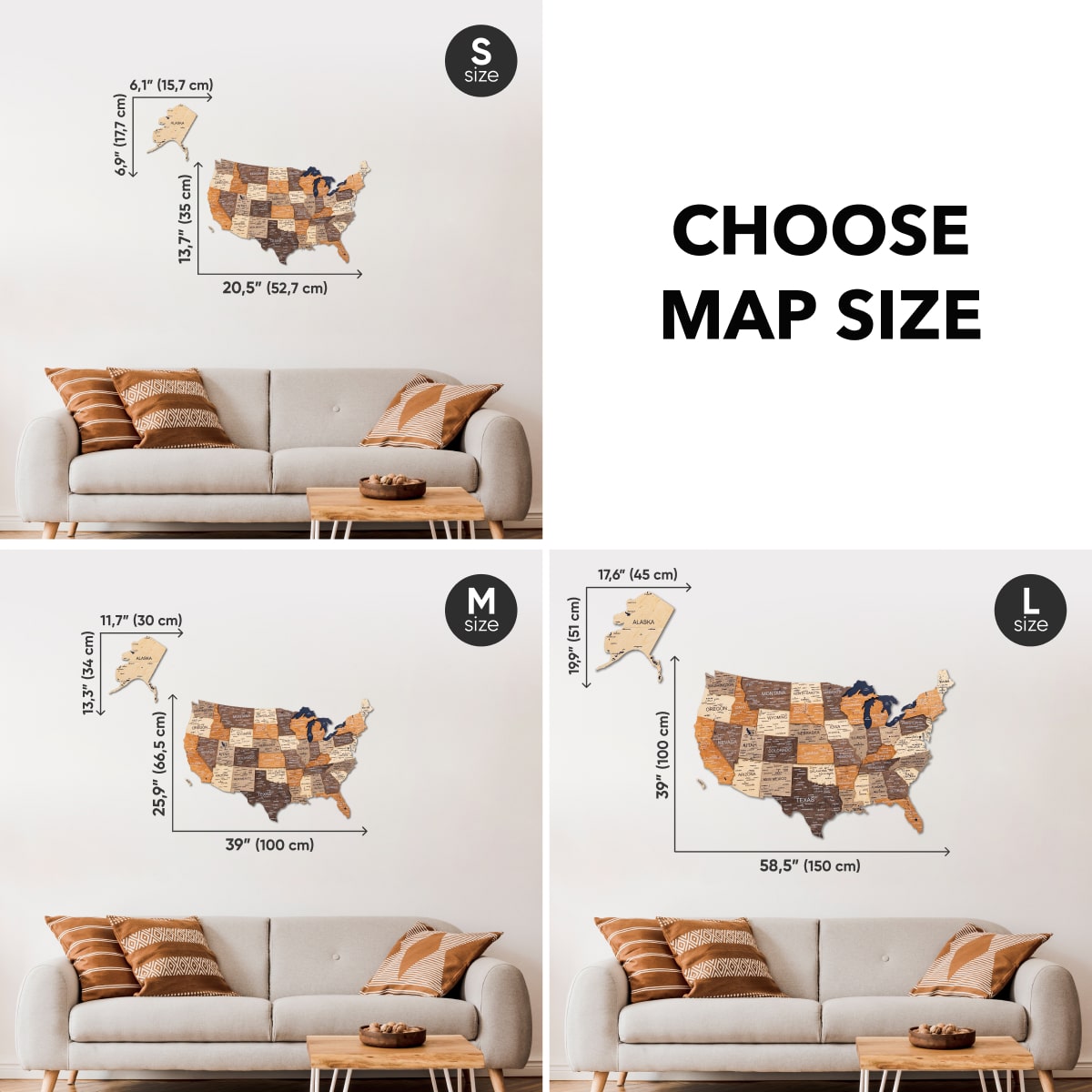 Wooden 3d Map of USA - Multicolor - SJB-DIAMOND ELITES