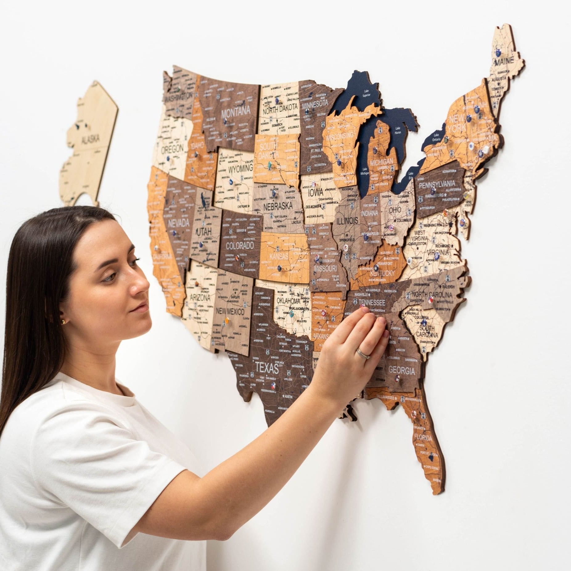 Wooden 3d Map of USA - Multicolor - SJB-DIAMOND ELITES