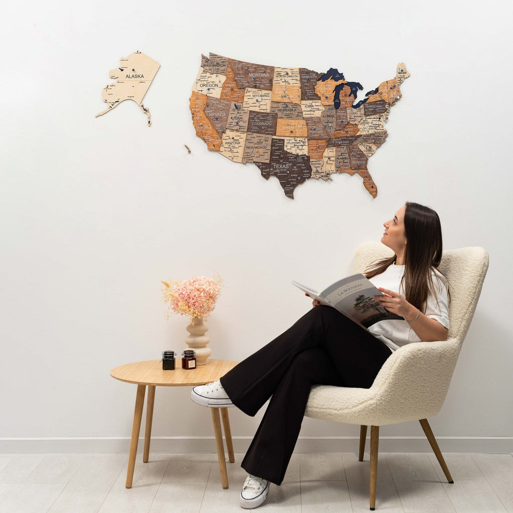 Wooden 3d Map of USA - Multicolor - SJB-DIAMOND ELITES