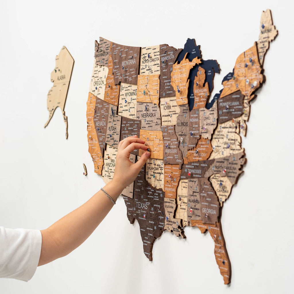 Wooden 3d Map of USA - Multicolor - SJB-DIAMOND ELITES
