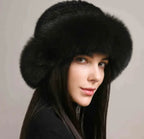 Mink Hair Hat - Lady Braided Fur Winter Hat Pi-Mart