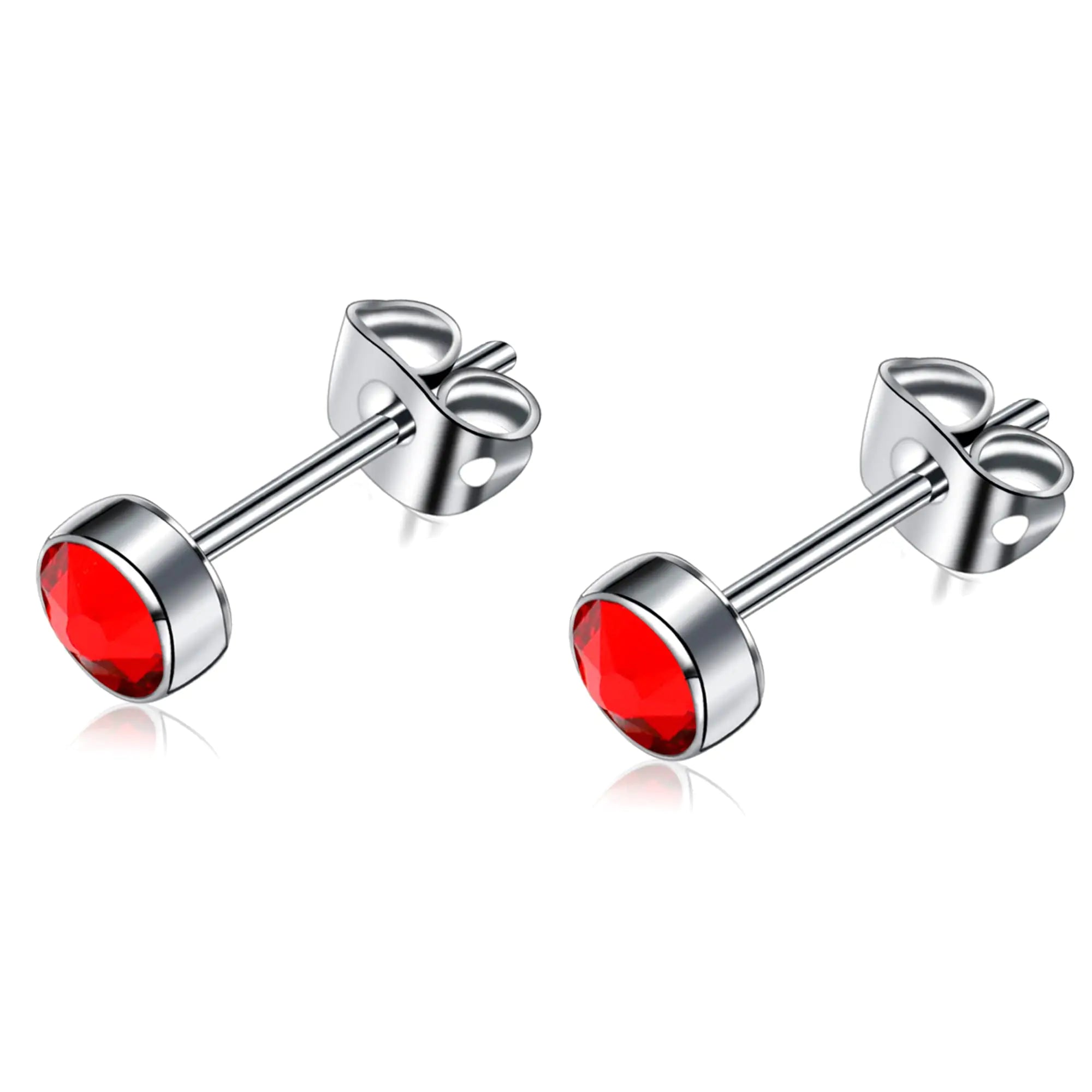 FACOKO Women Hypoallergenic Earrings G23 Titanium Studs Earrings Stud Earrings Non-Nickel Dainty CZ Earrings for Sensitive Ears (7MM Light Siam)