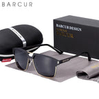 BARCUR Polarized Men’s Sunglasses – Fashionable Square Stainless Steel Frame UV400 Protection Anti-Reflective Outdoor Sports & Driving Eyewear – Original Design Casual Style with Premium Polycarbonate Lenses