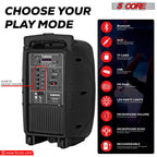 5Core 10 inch PA Portable Bluetooth Party Speaker Karaoke Boombox + 2 Wireless Mics