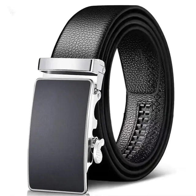 Men's Cowhide Leather Belt with Automatic Buckle