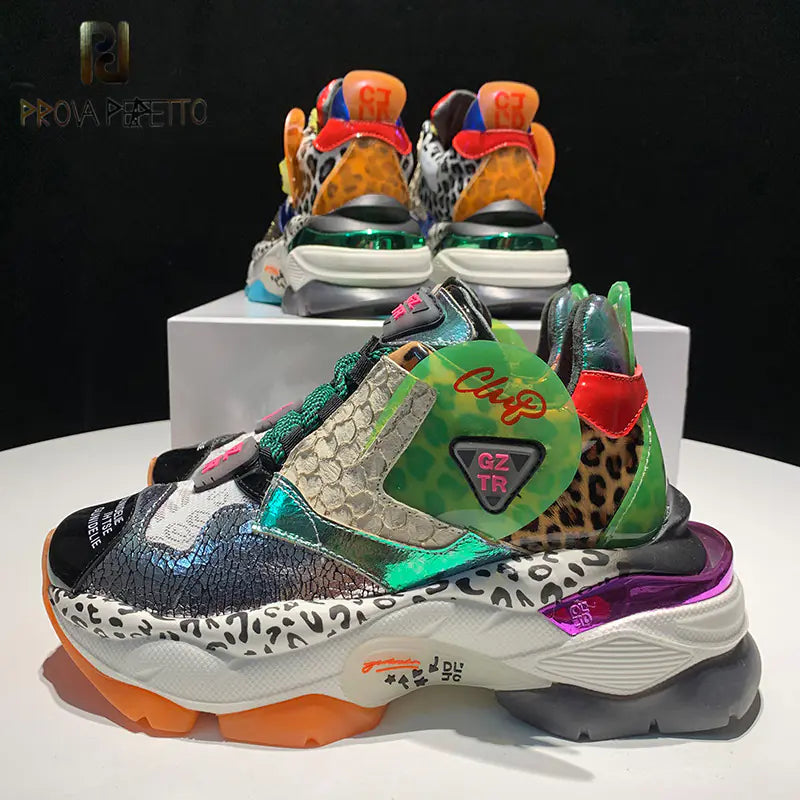 Trendy Color Block Platform Sneakers for Women Pi-Mart