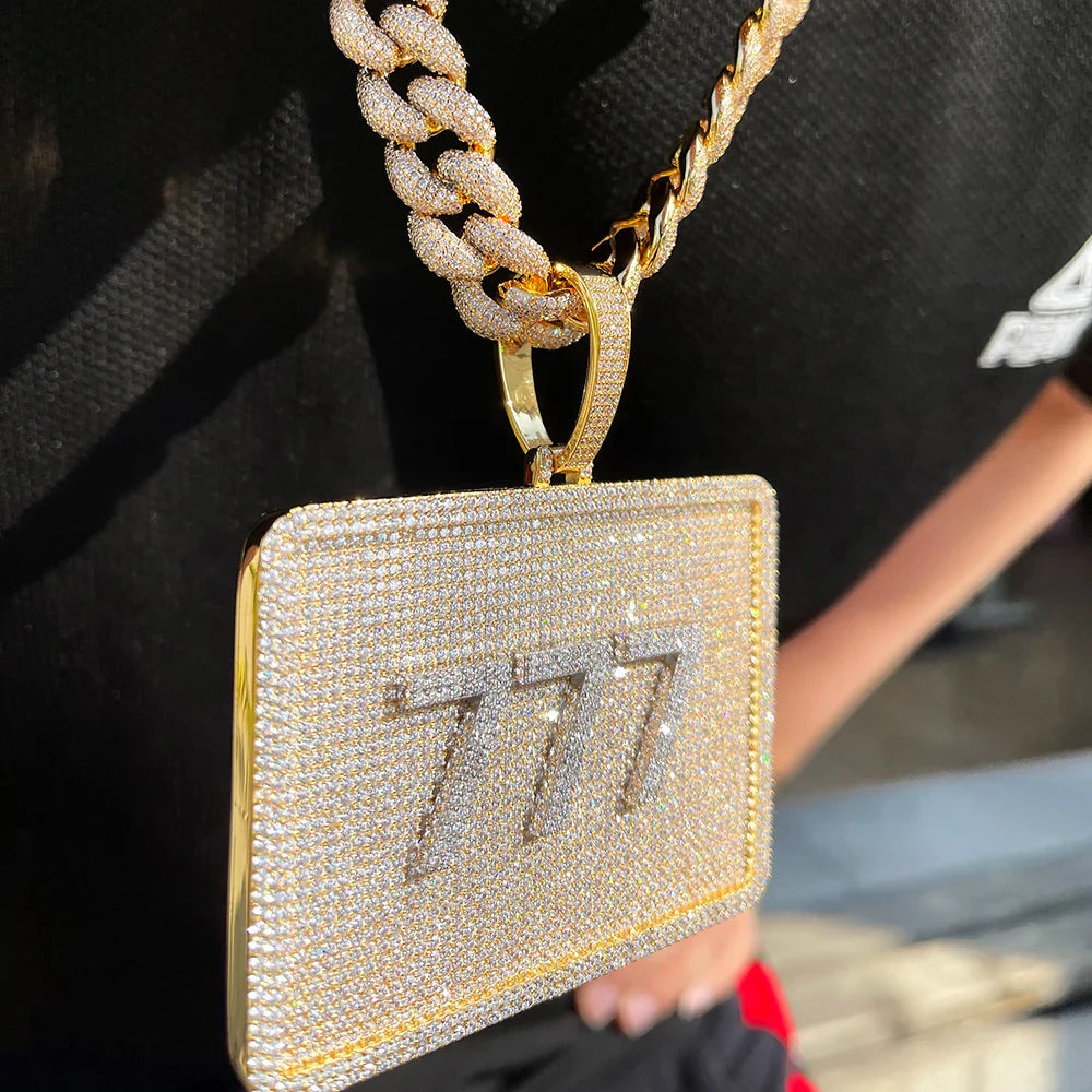 2024 3D Design Jewelry Copper 5A Zircon Bling Hip Hop Rapper Men Hip Hop Custom Letter Name Round Rectangle Pendant Lootquake LLC