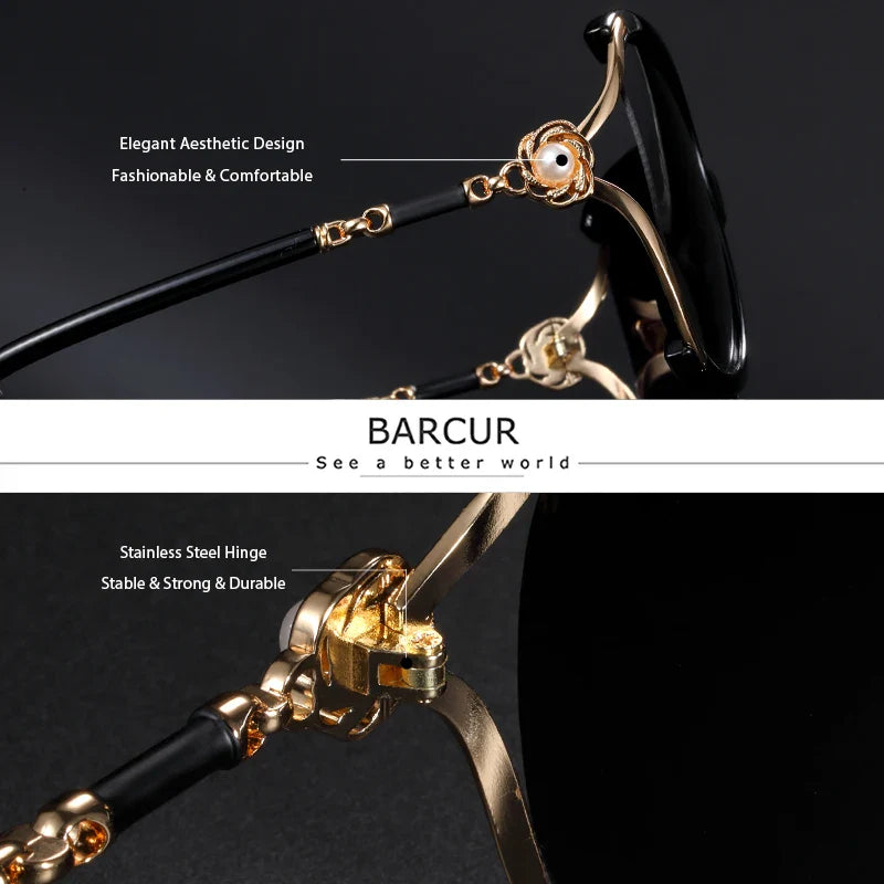 BARCUR Sunglasses Trendy Butterfly Design Fashion Women Sunglasses Polarized Lens Ladies Sun Glasses UV400 Protection for Hot Summer Days Stevvex