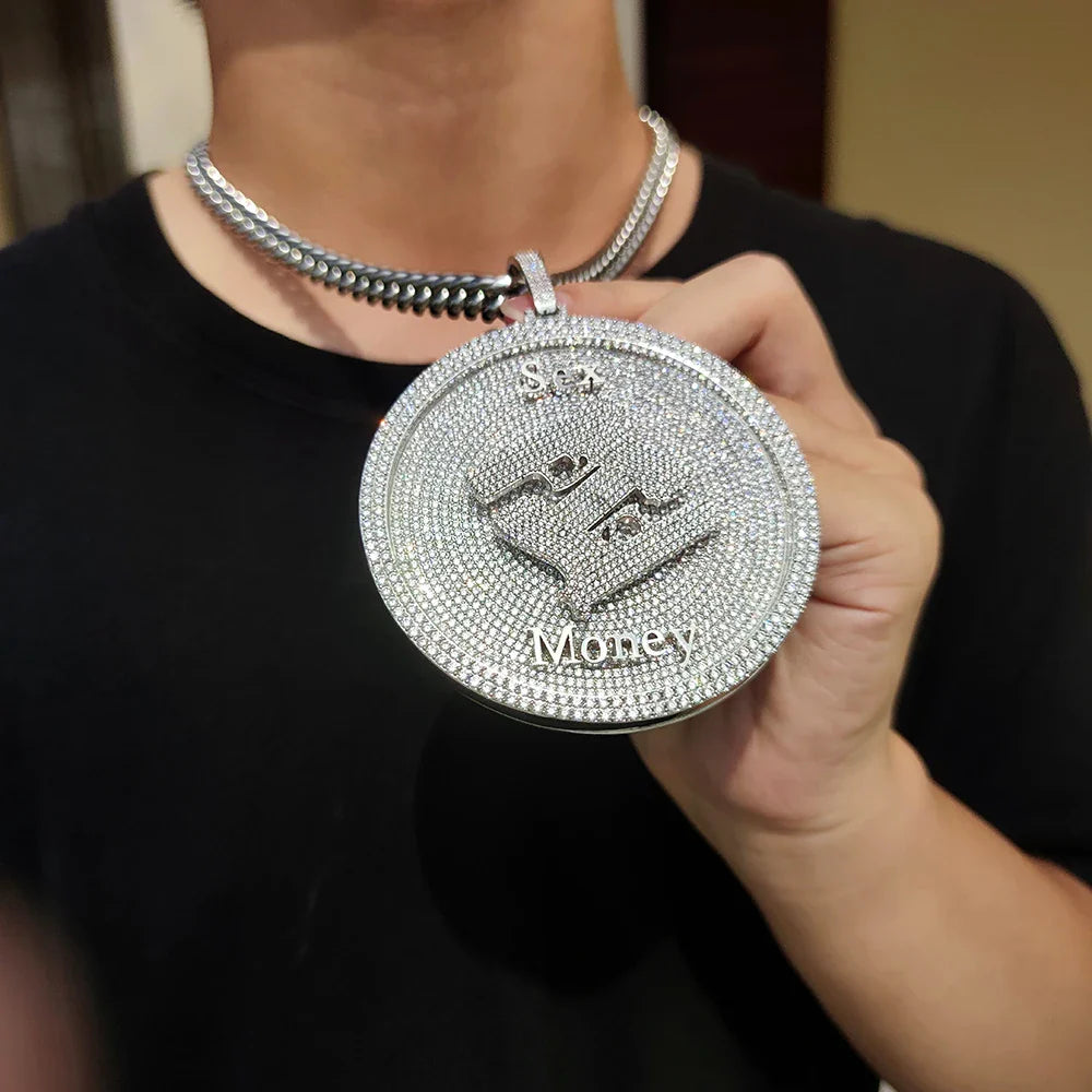 2024 3D Design Jewelry Copper 5A Zircon Bling Hip Hop Rapper Men Hip Hop Custom Letter Name Round Rectangle Pendant Lootquake LLC