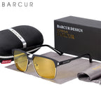 BARCUR Polarized Men’s Sunglasses – Fashionable Square Stainless Steel Frame UV400 Protection Anti-Reflective Outdoor Sports & Driving Eyewear – Original Design Casual Style with Premium Polycarbonate Lenses
