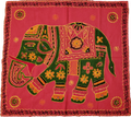Embroidered Red Cotton Elephant Wall Hanging 32x29 Inch BandsCo Straps