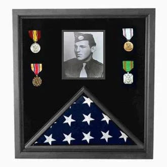 Military Photo Flag and Medal Display Case, Photo (dimensions 26 1/8 X 20 ¾ X 1 9/16) display case The Military Gift Store