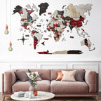 3D Luminous/Magnetic Colored Wooden World Map Urban Enjoy The Wood