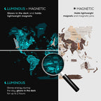 3D Luminous/Magnetic Colored Wooden World Map Urban Enjoy The Wood