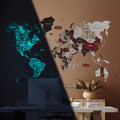 3D Luminous/Magnetic Colored Wooden World Map Urban Enjoy The Wood