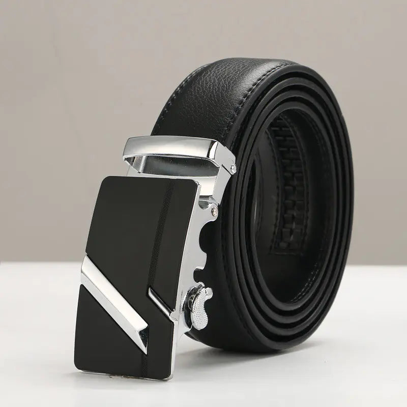 Genuine Leather Men's Belt with Automatic Buckle Pi-Mart