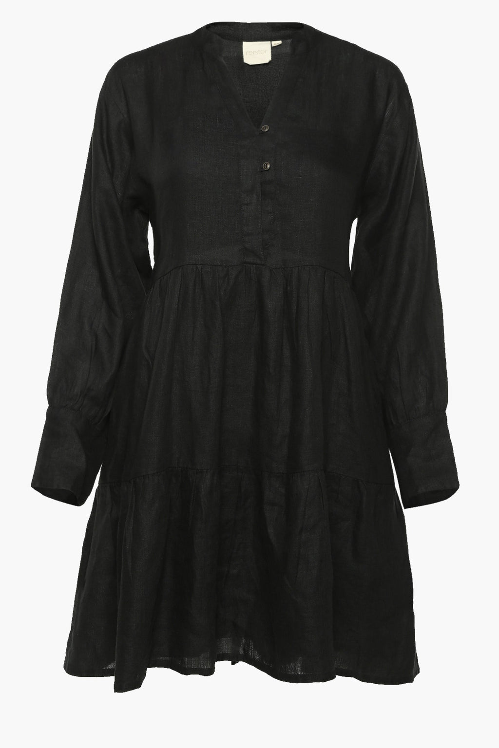 V-neck Tiered Dress in Black Purplish Diva